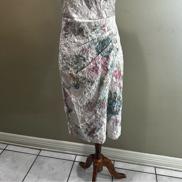 Floral Print Sleeveless Dress Adrianna Papell Ruched Sheath Midi Dress EUC - Picture 5 of 14